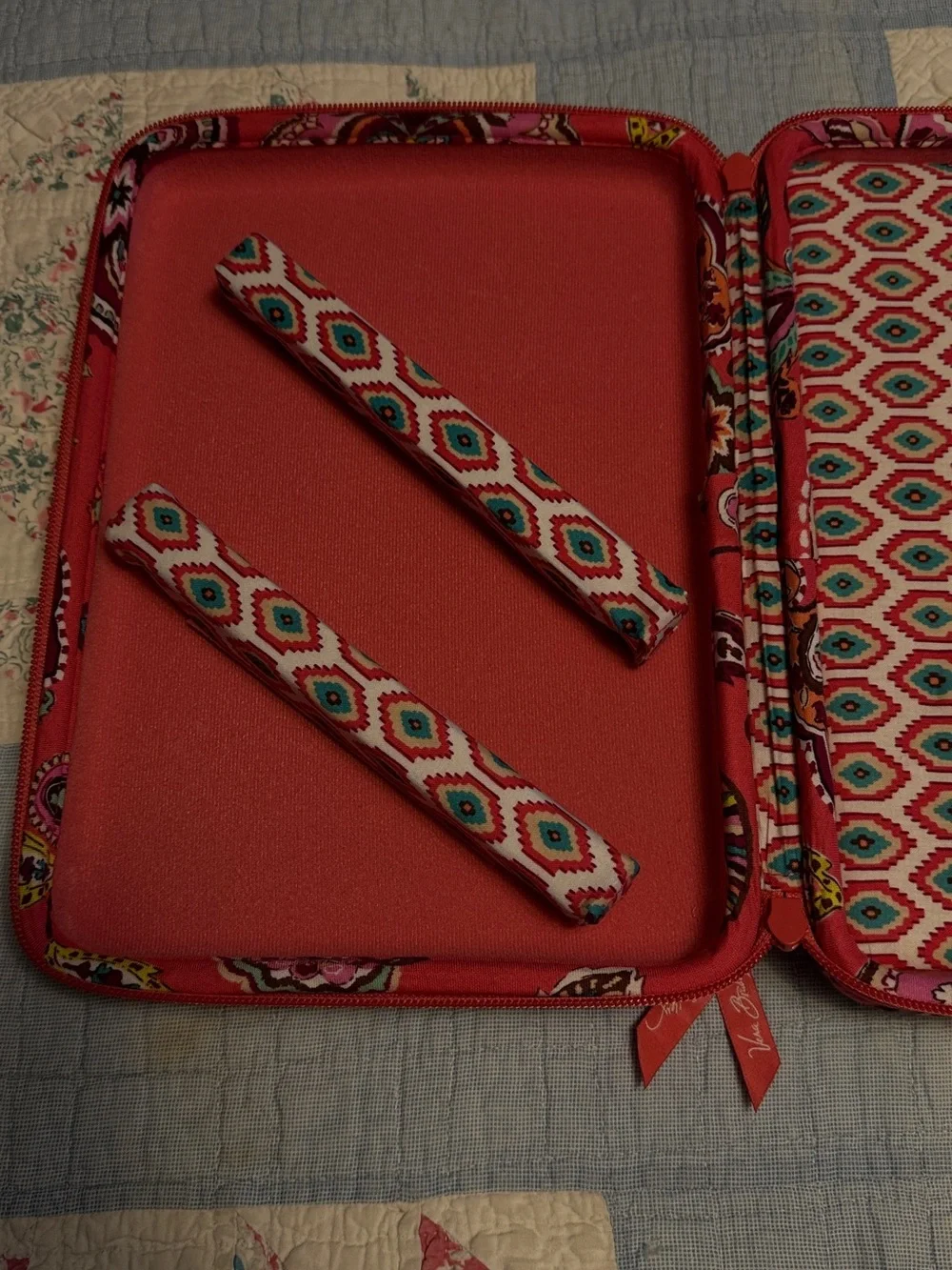 Vera Bradley Coral Floral Quilted Crossbody Tablet Bag